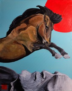 Passenger dream figurative painting surreal contemporary artwork